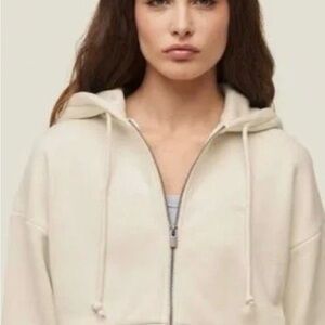 A New Day Crop Womens Double Knit Zip Hoodie Sweatshirt Cream Oversized Sz xxl